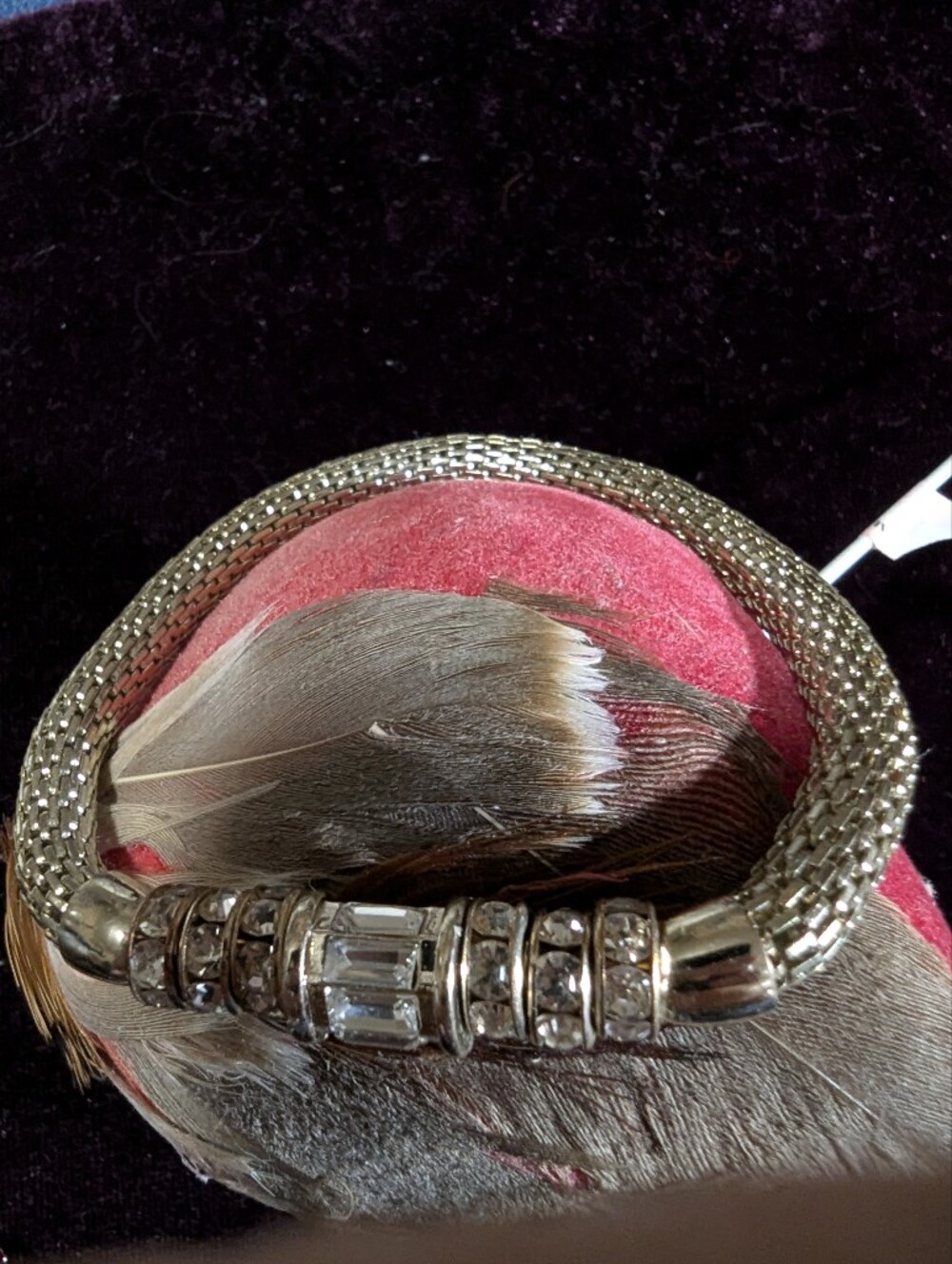 Silver Tone Roll On Bracelet Rhinestone Embellishments Stretch Fashion Jewelry